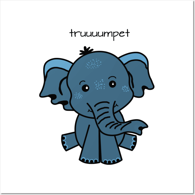 sweet funny Baby Elephant Cartoon Wall Art by Hispaniola-Fineart